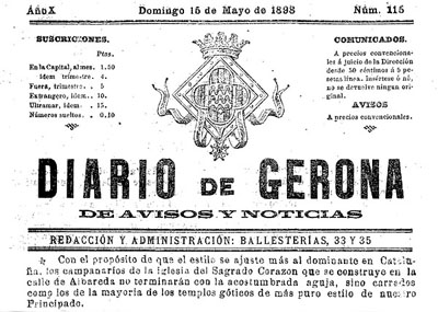 Diario de Gerona de avisos i not&iacute;cias del diumenge 15 de maig 1898