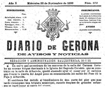 Diario de Gerona de avisos i not&iacute;cias del dimecres 28 de novembre 1898