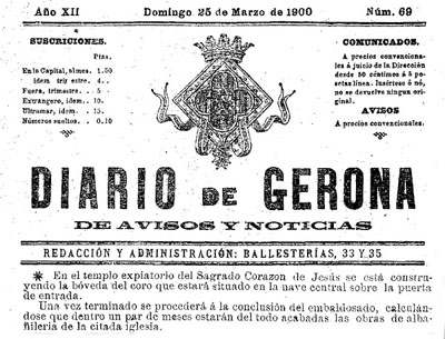 Diario de Gerona de avisos i not&iacute;cias del diumenge 25 de mar&ccedil; 1900