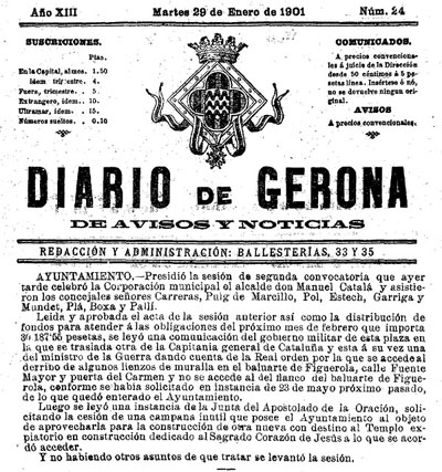 Diario de Gerona de avisos i not&iacute;cias del dimarts 29 de gener 1901