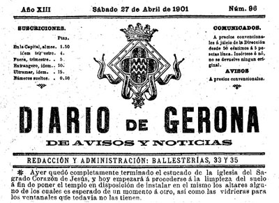 Diario de Gerona de avisos i not&iacute;cias del dissabte 27 d'abril 1901