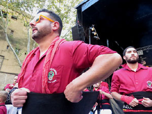Fires 2017. Els Castells de Vig&iacute;lia a la pla&ccedil;a de Sant Feliu, amb els Marrecs de Salt, la Colla Castellera Esperxats de l'Estany i els Castellers d'Andorra