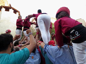 Fires 2017. Els Castells de Vig&iacute;lia a la pla&ccedil;a de Sant Feliu, amb els Marrecs de Salt, la Colla Castellera Esperxats de l'Estany i els Castellers d'Andorra