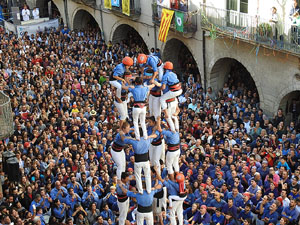 Fires 2017. La Diada Castellera a la pla&ccedil;a del Vi, amb els Marrecs de Salt, els Capgrossos de Matar&oacute; i els Minyons de Terrass