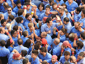 Fires 2017. La Diada Castellera a la pla&ccedil;a del Vi, amb els Marrecs de Salt, els Capgrossos de Matar&oacute; i els Minyons de Terrass