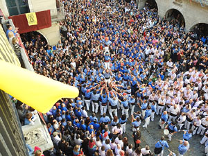 Fires 2017. La Diada Castellera a la pla&ccedil;a del Vi, amb els Marrecs de Salt, els Capgrossos de Matar&oacute; i els Minyons de Terrass