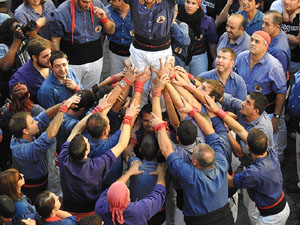 Fires 2017. La Diada Castellera a la pla&ccedil;a del Vi, amb els Marrecs de Salt, els Capgrossos de Matar&oacute; i els Minyons de Terrass