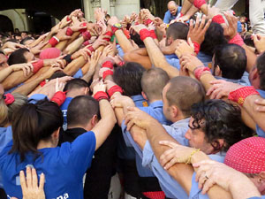 Fires 2017. La Diada Castellera a la pla&ccedil;a del Vi, amb els Marrecs de Salt, els Capgrossos de Matar&oacute; i els Minyons de Terrass