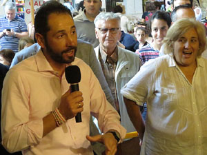 Fires 2017. Col&middot:locaci&oacute; d'una placa commemorativa de l'ascens del Girona FC a primera divisi&oacute; a l'antic caf&egrave; Norat, a la Rambla de la Llibertat