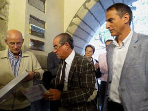 Fires 2017. Col&middot:locaci&oacute; d'una placa commemorativa de l'ascens del Girona FC a primera divisi&oacute; a l'antic caf&egrave; Norat, a la Rambla de la Llibertat