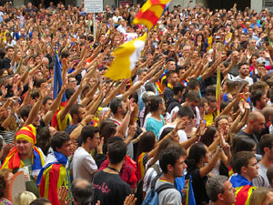 Manifestaci&oacute; 'Els col&middot;legis, sempre nostres!' davant la seu de la Generalitat de Catalunya