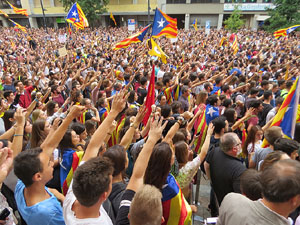 Manifestaci&oacute; 'Els col&middot;legis, sempre nostres!' davant la seu de la Generalitat de Catalunya