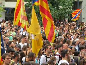 Manifestaci&oacute; 'Els col&middot;legis, sempre nostres!' davant la seu de la Generalitat de Catalunya
