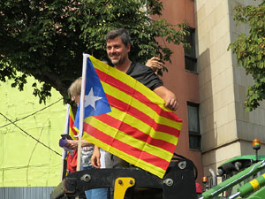 Marxa pagesa. Concentraci&oacute; de 500 tractors als carrers de Girona