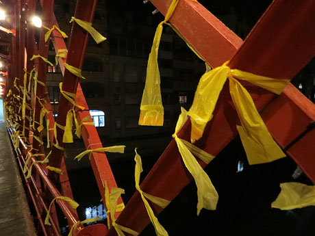 Concentraci&oacute; per la llibertat dels presos pol&iacute;tics a la pla&ccedil;a del Vi