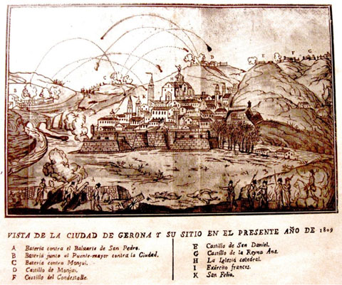 Vista de la ciudad de Gerona y su sitio en el presente a&ntilde;o de 1809