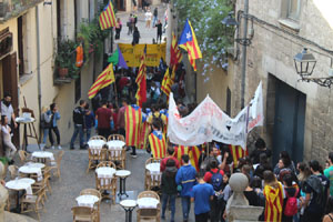 Concentraci&oacute; per la llibertat dels presos pol&iacute;tics a la pla&ccedil;a del Vi