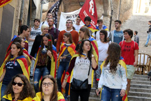Concentraci&oacute; per la llibertat dels presos pol&iacute;tics a la pla&ccedil;a del Vi