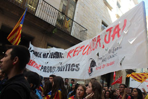 Concentraci&oacute; per la llibertat dels presos pol&iacute;tics a la pla&ccedil;a del Vi
