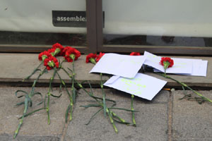 Concentraci&oacute; per la llibertat dels presos pol&iacute;tics a la pla&ccedil;a del Vi