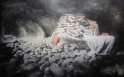 Mem&ograve;ria sobre mem&ograve;ria. Acr&iacute;lic sobre tela. 195 x 130 cm