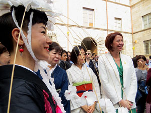 Temps de Flors 2018. Grup d'asi&agrave;tics despr&eacute;s de la inauguraci&oacute; de la 63ena. edici&oacute;