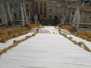 Temps de Flors 2018. Instal&middot;laci&oacute; 'Per treure'ns del pecat i dar-nos alegria' a les escales de la Catedral