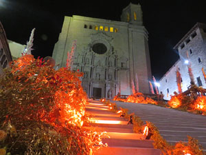 Temps de Flors 2018. Instal&middot;laci&oacute; 'Per treure'ns del pecat i dar-nos alegria' a les escales de la Catedral