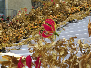Temps de Flors 2018. Instal&middot;laci&oacute; 'Per treure'ns del pecat i dar-nos alegria' a les escales de la Catedral