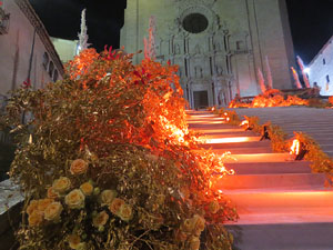 Temps de Flors 2018. Instal&middot;laci&oacute; 'Per treure'ns del pecat i dar-nos alegria' a les escales de la Catedral