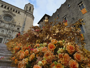 Temps de Flors 2018. Instal&middot;laci&oacute; 'Per treure'ns del pecat i dar-nos alegria' a les escales de la Catedral