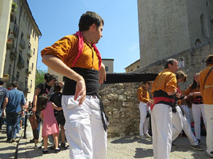 Temps de Flors 2018. Diada Castellera a la pla&ccedil;a de Sant Feliu amb els Marrecs de Salt, els Xics de Granollers, i els Sagals d�Osona