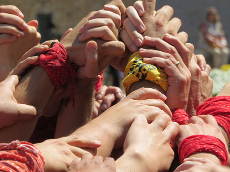 Temps de Flors 2018. Diada Castellera a la pla&ccedil;a de Sant Feliu amb els Marrecs de Salt, els Xics de Granollers, i els Sagals d�Osona