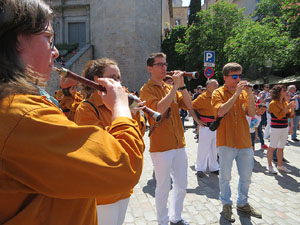 Temps de Flors 2018. Diada Castellera a la pla&ccedil;a de Sant Feliu amb els Marrecs de Salt, els Xics de Granollers, i els Sagals d�Osona