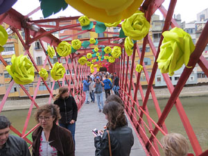 Temps de Flors 2018. Instal&middot;laci&oacute; Pont cap a la llibertat al Pont de les Peixateries Velles