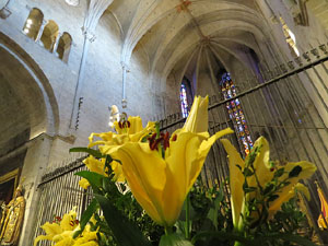 Temps de Flors 2018. Decoracions florals a l'interior de la nau g&ograve;tica de Sant Feliu