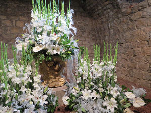 Temps de Flors 2018. Decoracions florals als baixos de l'edifici de les Sarra&iuml;nes
