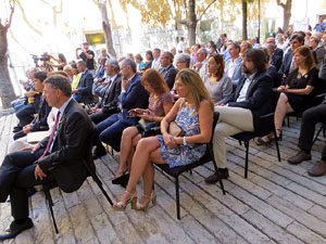 Diada Nacional 2018. Acte institucional al Pati de les Magn&ograve;lies, amb parlaments de Marta Madrenas, Miquel Noguer i Pere Vila