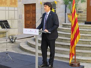 Diada Nacional 2018. Acte institucional al Pati de les Magn&ograve;lies, amb parlaments de Marta Madrenas, Miquel Noguer i Pere Vila