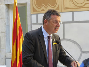 Diada Nacional 2018. Acte institucional al Pati de les Magn&ograve;lies, amb parlaments de Marta Madrenas, Miquel Noguer i Pere Vila
