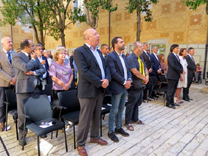 Diada Nacional 2018. Acte institucional al Pati de les Magn&ograve;lies, amb parlaments de Marta Madrenas, Miquel Noguer i Pere Vila