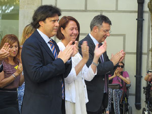 Diada Nacional 2018. Acte institucional al Pati de les Magn&ograve;lies, amb parlaments de Marta Madrenas, Miquel Noguer i Pere Vila