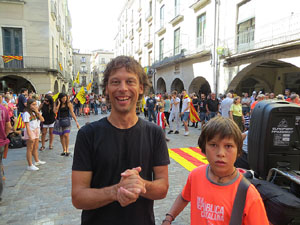 Diada Nacional 2018. Concentraci&oacute; a la pla&ccedil;a del Vi, lectura del manifest i cant de Els Segadors