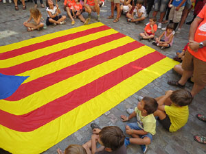 Diada Nacional 2018. Concentraci&oacute; a la pla&ccedil;a del Vi, lectura del manifest i cant de Els Segadors