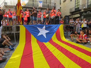 Diada Nacional 2018. Concentraci&oacute; a la pla&ccedil;a del Vi, lectura del manifest i cant de Els Segadors