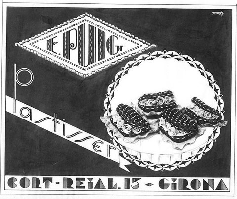 Cartell publicitari de la pastisseria 'E.Puig', al carrer Cort-Reial n� 15 de Girona. 1932
