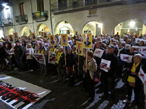 Concentraci&oacute; a la pla&ccedil;a del Vi per la llibertat dels presos pol&iacute;tics, amb Joanjo Bosk