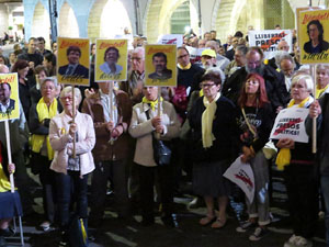 Concentraci&oacute; a la pla&ccedil;a del Vi per la llibertat dels presos pol&iacute;tics, amb Joanjo Bosk
