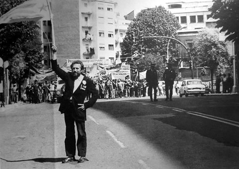 Dami&agrave; Escuder a la manifestaci&oacute; de l'1 de maig. 1983