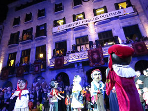 Fires 2018. Preg&oacute; de Fires. Balls de l'&Agrave;liga i els gegants de la ciutat